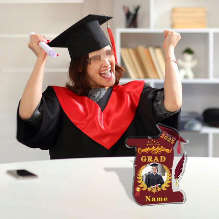 UUBAO Personalized Graduation Gift Class of 2025 Desk Paperweight Farewell Memorial Decorative Signs Plaques with Photo (Maroon)