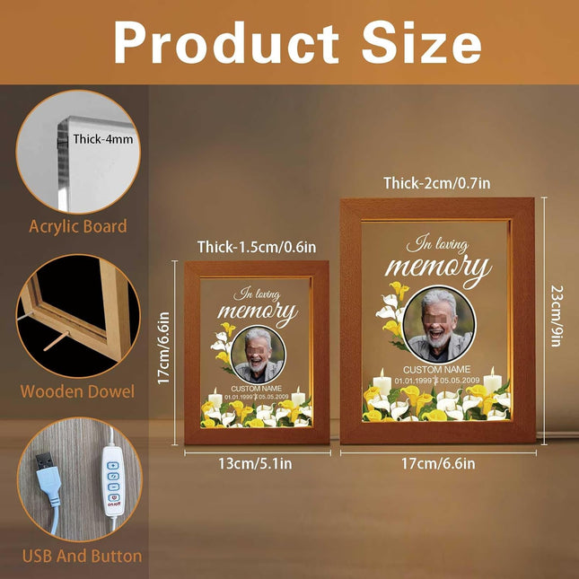 UUBAO Personalized Memorial Gift Night Light Customized Light Up Picture Frames Acrylic Led Plaque Lamp Sympathy Remembrance Gift(Flower)