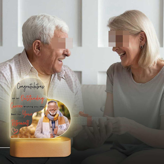 UUBAO Customized Acrylic Night Light Gifts Personalized Acrylic LED Night Light Lamp Anniversary Custom Photo Gifts for Retiree