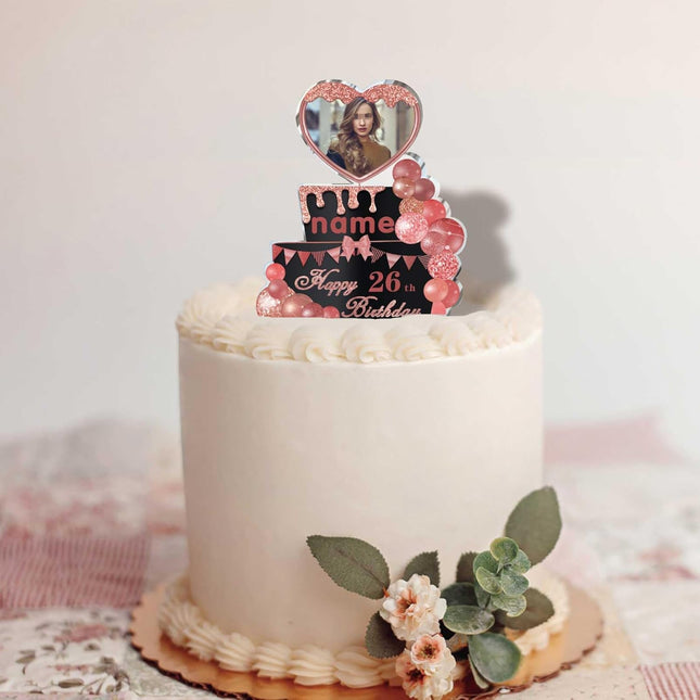 UUBAO Custom Happy Birthday Acrylic Plaque Desktop with Photo Personalized  Birthday Gift Ideas Keepsake Paperweight Sign(Pink)