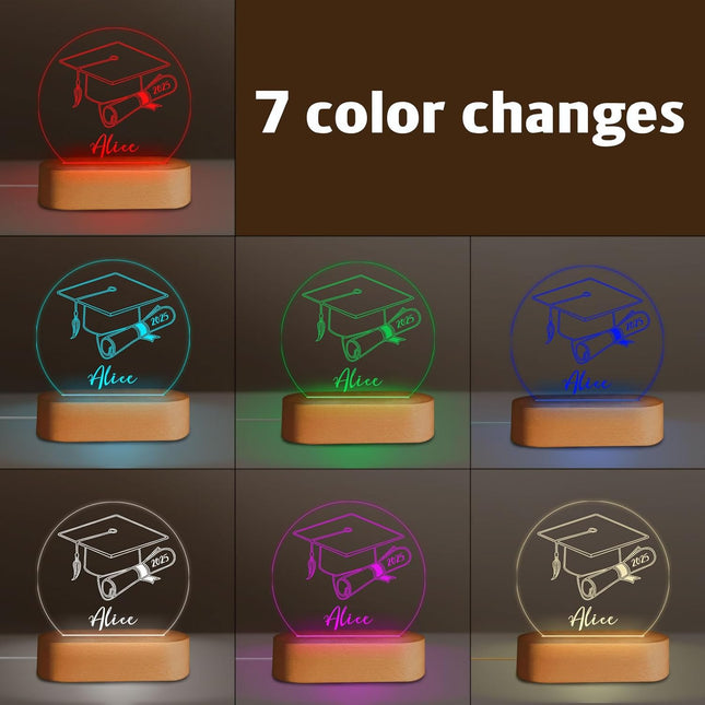 UUBAO Personalized Graduation Lamp Gifts for Her or Him Class of 2025 Custom Name College & Year Congrats Grad 3D Illusion Night Light Decoration for High School Graduation or University (Scroll)