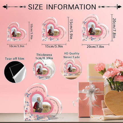 UUBAO Custom Mother’s Day Personalized Acrylic Plaque with Photos Name Gifts for Mom (Heart Flower)