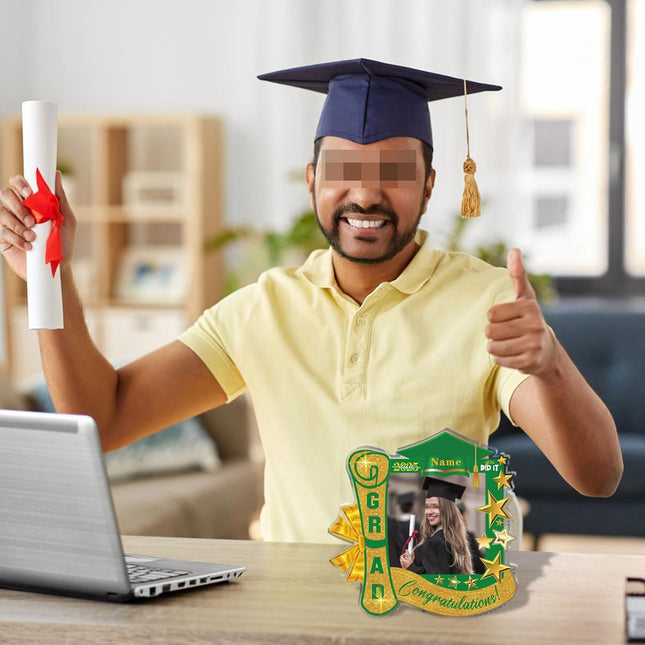 UUBAO Customized Graduation Plaque with Single Picture Custom Picture 2025 Congrats Grad Crystal Desktop Farewell Keepsake Gift (Dark Green)