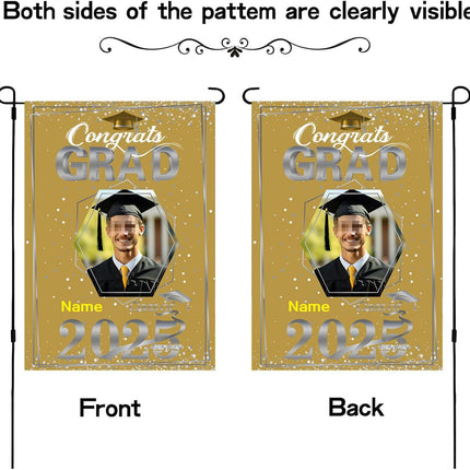 UUBAO Custom Graduation Garden Flag with Photo Class of 2025 Congrats Grad Double Sided Yard Flag Decorative Gifts (Champagne)