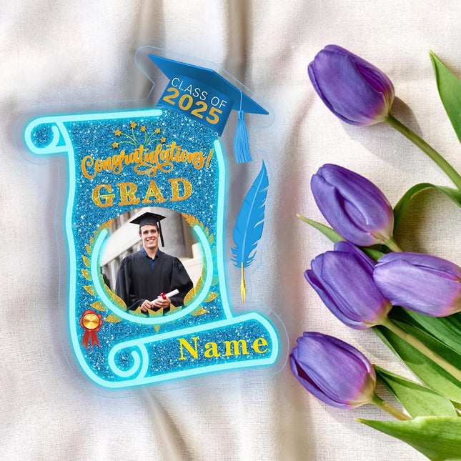 UUBAO Custom Graduation Gift LED Neon Signs Class of 2025 Personalized Photo Congrats Grad USB Powered (Sky Blue)