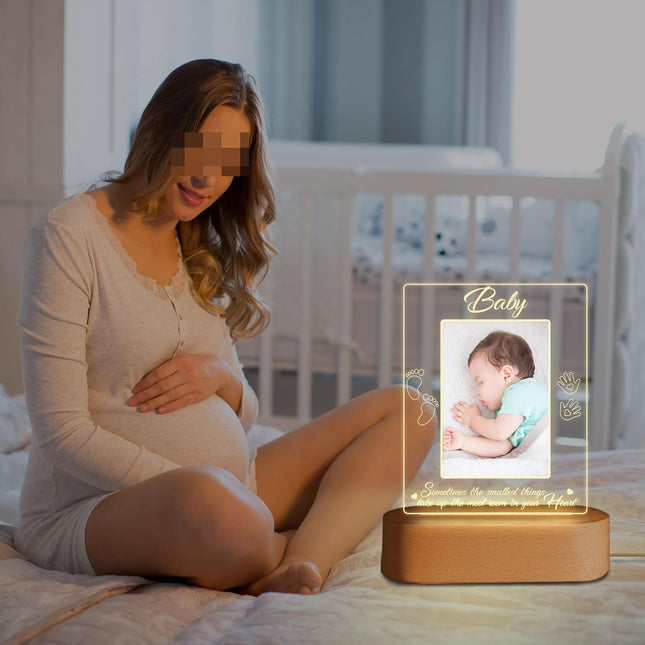 UUBAO Custom Ultrasound Picture Night Light Mother's Day Gift Pregnancy Announcements Ideas Personalized Sonogram Photo Pregnancy Gift（Footprint）