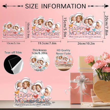 UUBAO Custom Mother’s Day Personalized Acrylic Plaque with Photos Name Gifts for Mom (Multiple Hearts)
