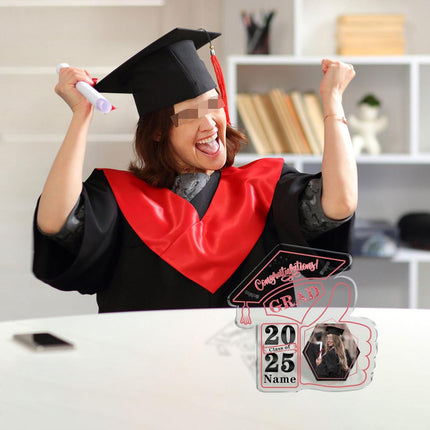 UUBAO Personalized Graduation Decorative Signs Plaques Class of 2024 Desk Paperweight Farewell Memorial Gift with Photo(Pink)
