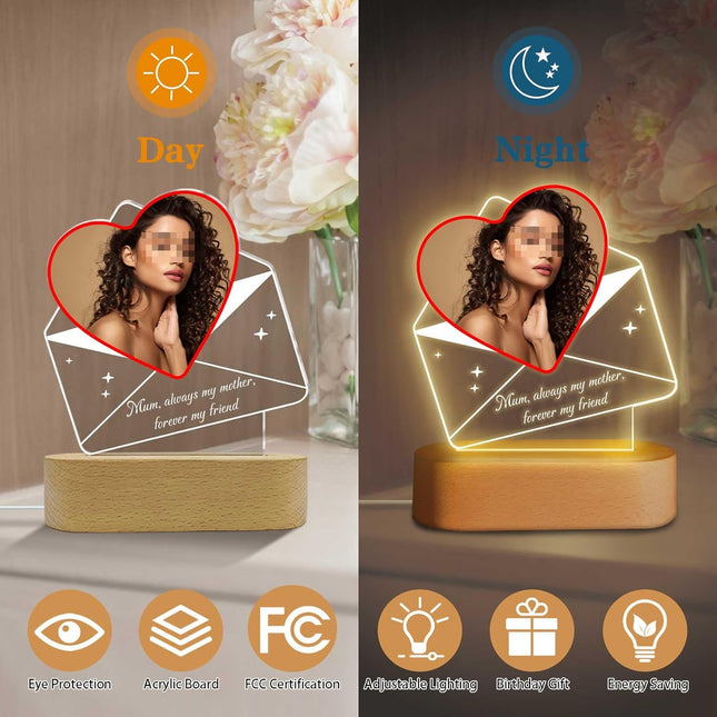 UUBAO Customized Acrylic Night Light Gifts Personalized Mother's Day Gifts Custom Photo for Mom
