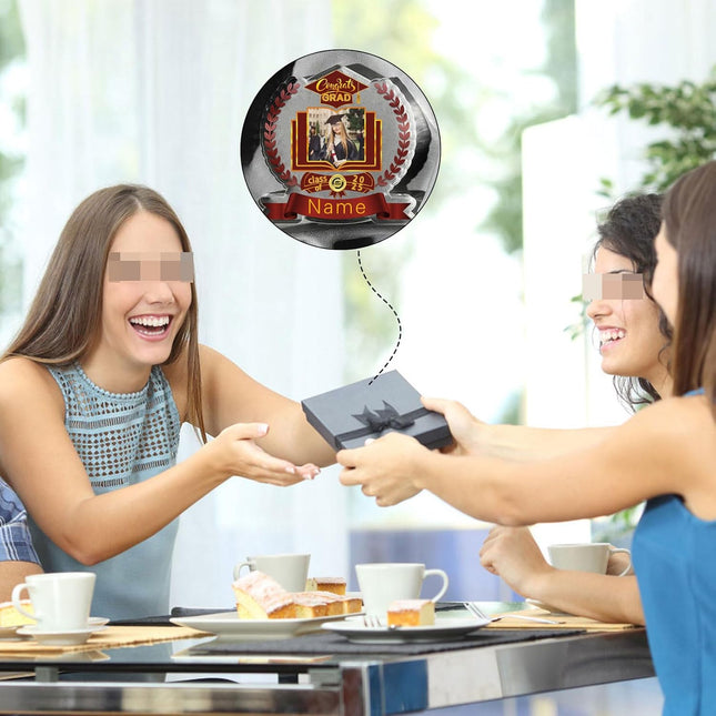 UUBAO Customized Graduation Plaque with Single Picture Custom Picture 2025 Congrats Grad Crystal Desktop Farewell Keepsake Gift (Maroon)