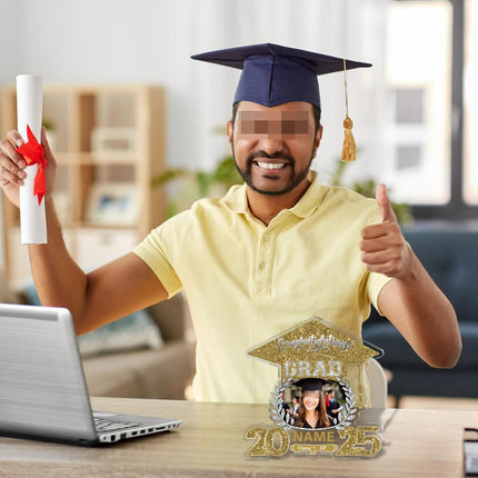 UUBAO Customized Graduation Plaque with Photo Crystal Desktop Keepsake Gift (Champagne)