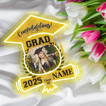 UUBAO Custom Graduation Gift LED Neon Signs Class of 2025 Personalized Photo Congrats Grad USB Powered (Yellow)