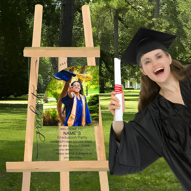 UUBAO Customized Welcome Sign for Graduation Party Personalized Acrylic Sign with Photo Name Class of 2025 Graduation Decor(Sector)
