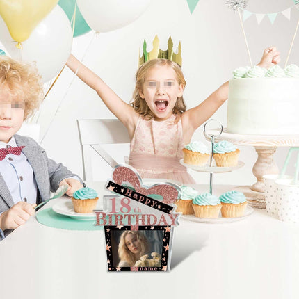 UUBAO Customized Birthday Gift Acrylic Plaque Custom Picture Crystal Desktop Keepsake Gift Birthday Decorations(Pink)