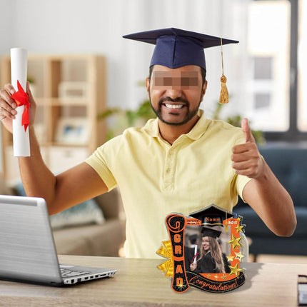 UUBAO Customized Graduation Plaque with Single Picture Custom Picture 2025 Congrats Grad Crystal Desktop Farewell Keepsake Gift (Orange)