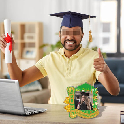 UUBAO Customized Graduation Plaque with Single Picture Custom Picture 2025 Congrats Grad Crystal Desktop Farewell Keepsake Gift (Light Green)