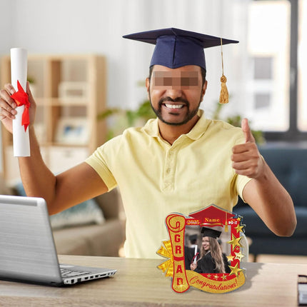 UUBAO Customized Graduation Plaque with Single Picture Custom Picture 2025 Congrats Grad Crystal Desktop Farewell Keepsake Gift (Red)