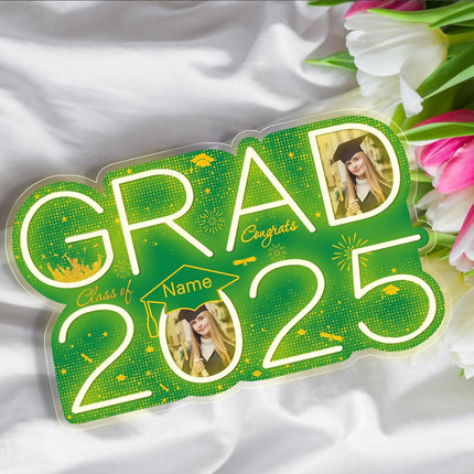 UUBAO Personalized Graduation Gift Neon Signs Congrats Grad LED Light Signs with Photo 2025 Party Backdrop Light Sign Decor (Dark Green)