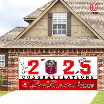 UUBAO Custom Nurse/Medical Students Graduation Garage Door Banner Cover Personalized Class of 2025 Congrats Grad Party Backdrop