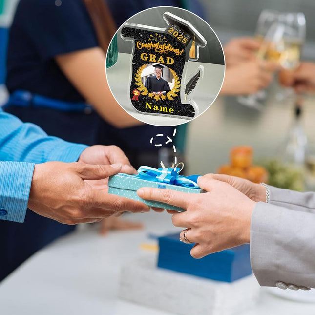 UUBAO Personalized Graduation Gift Class of 2025 Desk Paperweight Farewell Memorial Decorative Signs Plaques with Photo (Black and Gold)