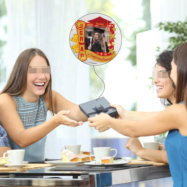 UUBAO Customized Graduation Plaque with Single Picture Custom Picture 2025 Congrats Grad Crystal Desktop Farewell Keepsake Gift (Red)