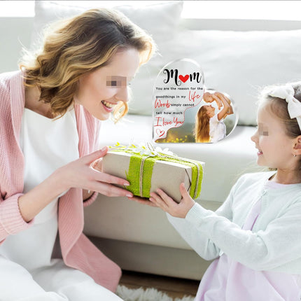 UUBAO Custom Mother‘s Day Personalized Acrylic Plaque with Photos Name Gifts for Mom (Heart)