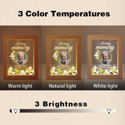 UUBAO Personalized Memorial Gift Night Light Customized Light Up Picture Frames Acrylic Led Plaque Lamp Sympathy Remembrance Gift(Flower)