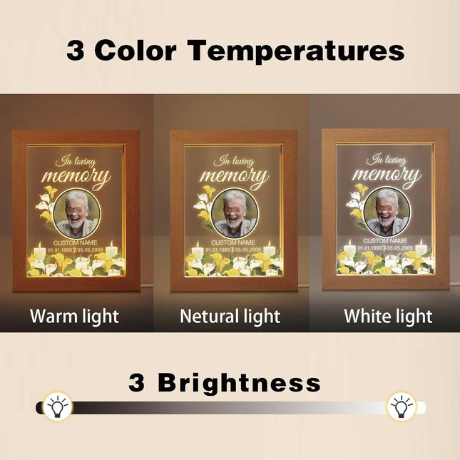 UUBAO Personalized Memorial Gift Night Light Customized Light Up Picture Frames Acrylic Led Plaque Lamp Sympathy Remembrance Gift(Flower)