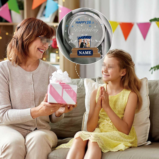 UUBAO Customized Birthday Gift Acrylic Plaque Custom Picture Crystal Desktop Keepsake Gift Birthday Decorations(Blue)