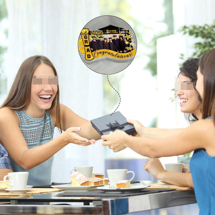 UUBAO Customized Graduation Plaque with Photo Crystal Desktop Keepsake Gift (Yellow)