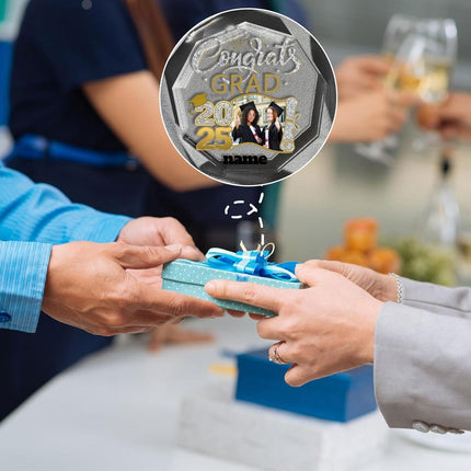 UUBAO Personalized Graduation Gift Class of 2025 Desk Paperweight Farewell Memorial Decorative Signs Plaques with Photo (Champagne)