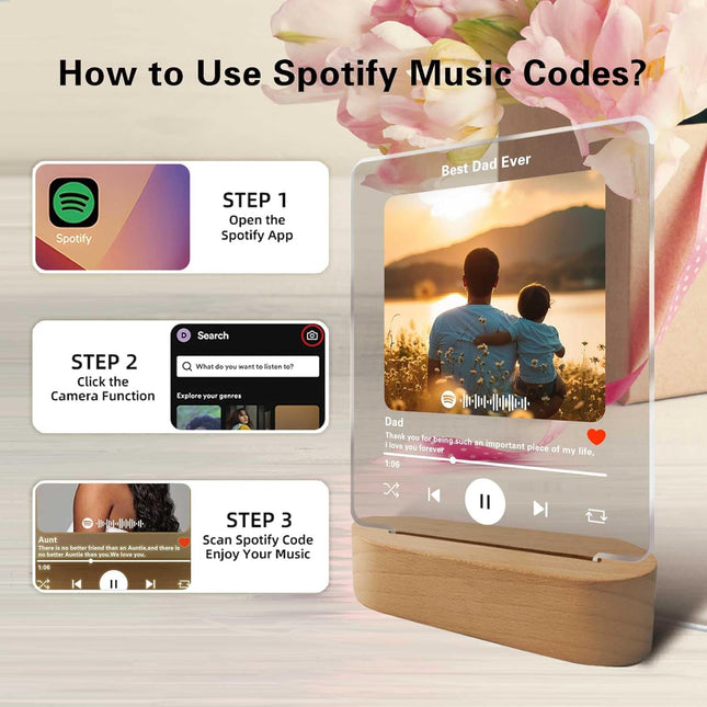 UUBAO Customized Acrylic LED Night Light Lamp Personalized Father's Day Gifts Custom Photo Gifts for Dad