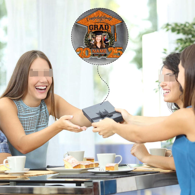 UUBAO Customized Graduation Plaque with Photo Crystal Desktop Keepsake Gift (Orange)