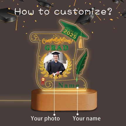 UUBAO Personalized Night Light Class of 2025 Graduation Gift for Junior High School College Teachers and Classmates(Dark Green)