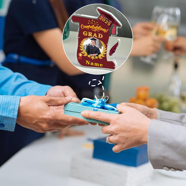 UUBAO Personalized Graduation Gift Class of 2025 Desk Paperweight Farewell Memorial Decorative Signs Plaques with Photo (Maroon)
