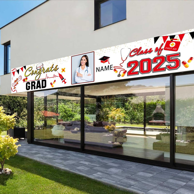 UUBAO Custom Nurse/Medical Students Graduation Party Backdrop Banner 2025 Photo Booth Prop Wall Decorations Indoor/Outdoor