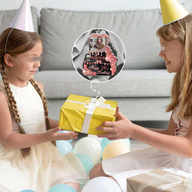 UUBAO Custom Happy Birthday Acrylic Plaque Desktop with Photo Personalized  Birthday Gift Ideas Keepsake Paperweight Sign(Pink)