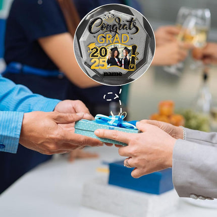 UUBAO Personalized Graduation Gift Class of 2025 Desk Paperweight Farewell Memorial Decorative Signs Plaques with Photo (Black and Gold)