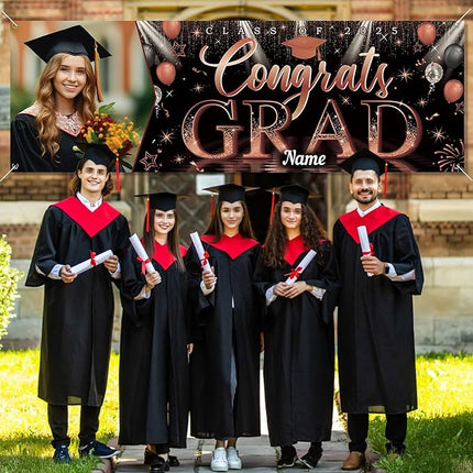 UUBAO Custom Graduation Party Decorations Personalization Banner Class of 2025 Backdrop (Maroon）