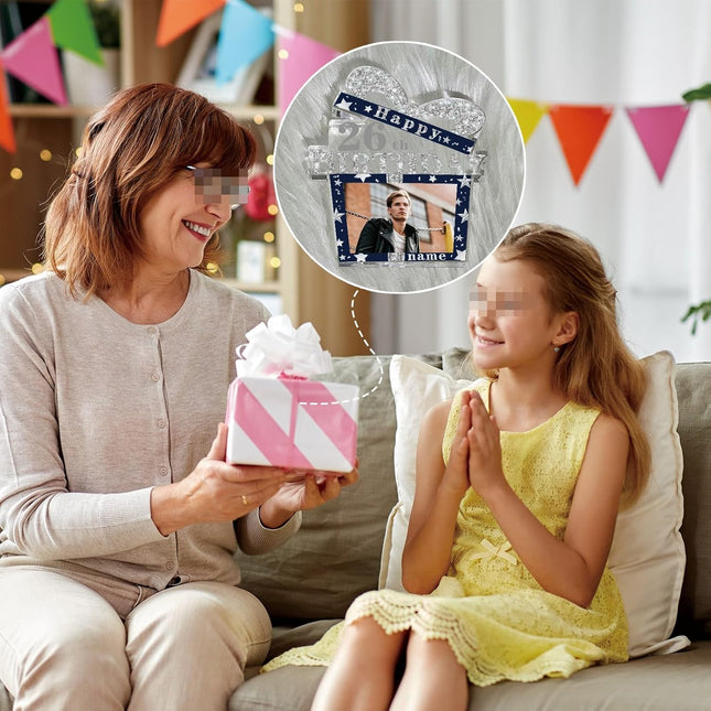 UUBAO Customized Birthday Gift Acrylic Plaque Custom Picture Crystal Desktop Keepsake Gift Birthday Decorations(Blue)