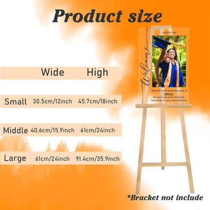 UUBAO Customized Welcome Sign for Graduation Party Personalized Acrylic Sign with Photo Name Class of 2025 Graduation Decor(Square)