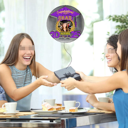 UUBAO Customized Graduation Plaque with Photo Crystal Desktop Keepsake Gift (Purple)