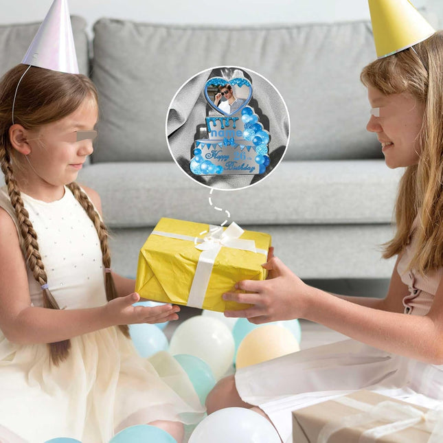 UUBAO Custom Happy Birthday Acrylic Plaque Desktop with Photo Personalized  Birthday Gift Ideas Keepsake Paperweight Sign(Blue)