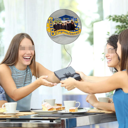 UUBAO Customized Graduation Plaque with Photo Crystal Desktop Keepsake Gift (Blue and Gold)