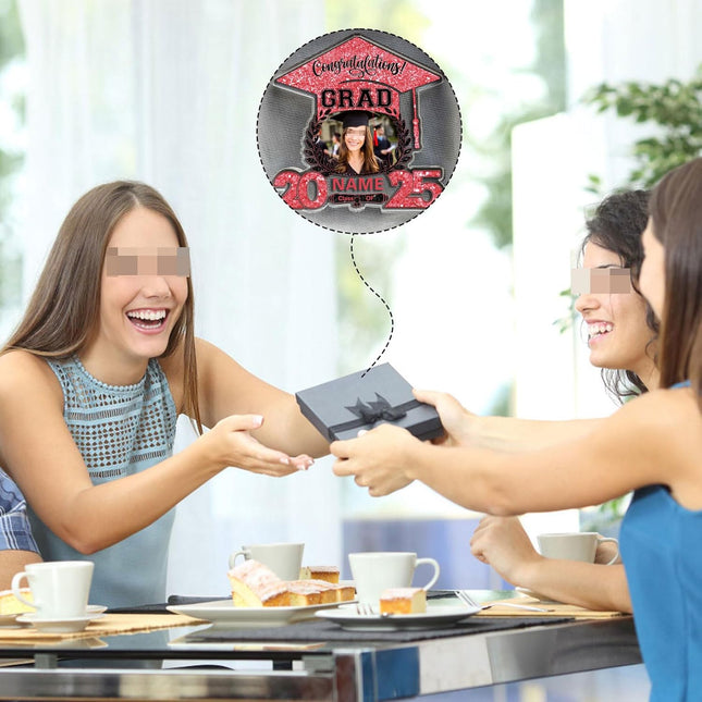 UUBAO Customized Graduation Plaque with Photo Crystal Desktop Keepsake Gift (Pink)