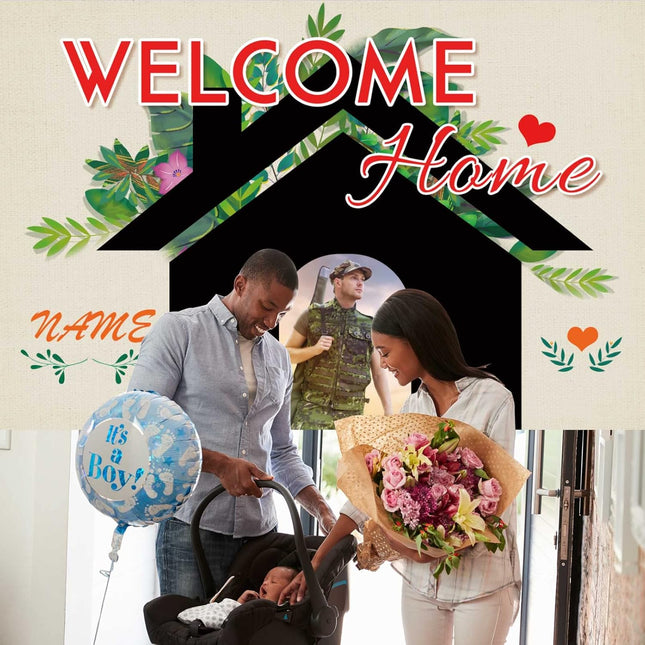 UUBAO Custom Welcome Home Banner Decoration, Yard Sign for Outdoor Decor, Military Homecoming Deployment Returning Party Supplies