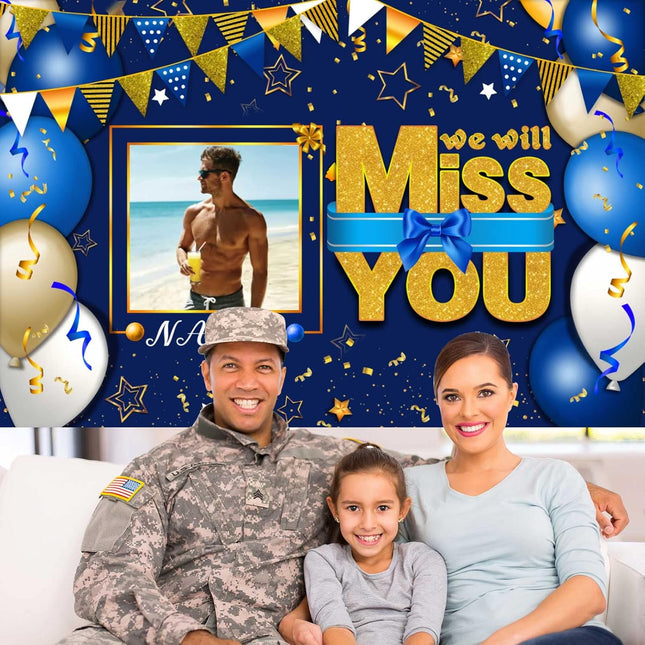 UUBAO Custom We Will Miss You Decorations Banner,Farewell Going Away Party Decorations for Anniversary Retirement Graduation Party(Navy Blue)