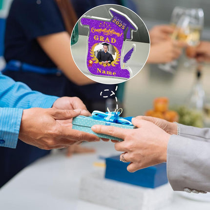UUBAO Personalized Graduation Gift Class of 2025 Desk Paperweight Farewell Memorial Decorative Signs Plaques with Photo (Purple)