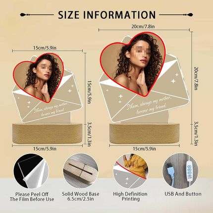 UUBAO Customized Acrylic Night Light Gifts Personalized Mother's Day Gifts Custom Photo for Mom