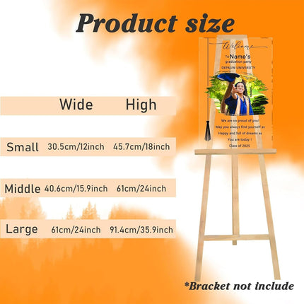 UUBAO Customized Welcome Sign for Graduation Party Personalized Acrylic Sign with Photo Name Class of 2025 Graduation Decor(Ink Wash)